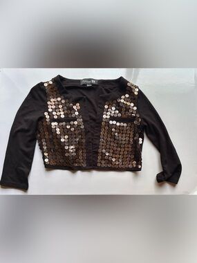Forever 21 Black Cropped Sequin Cardigan